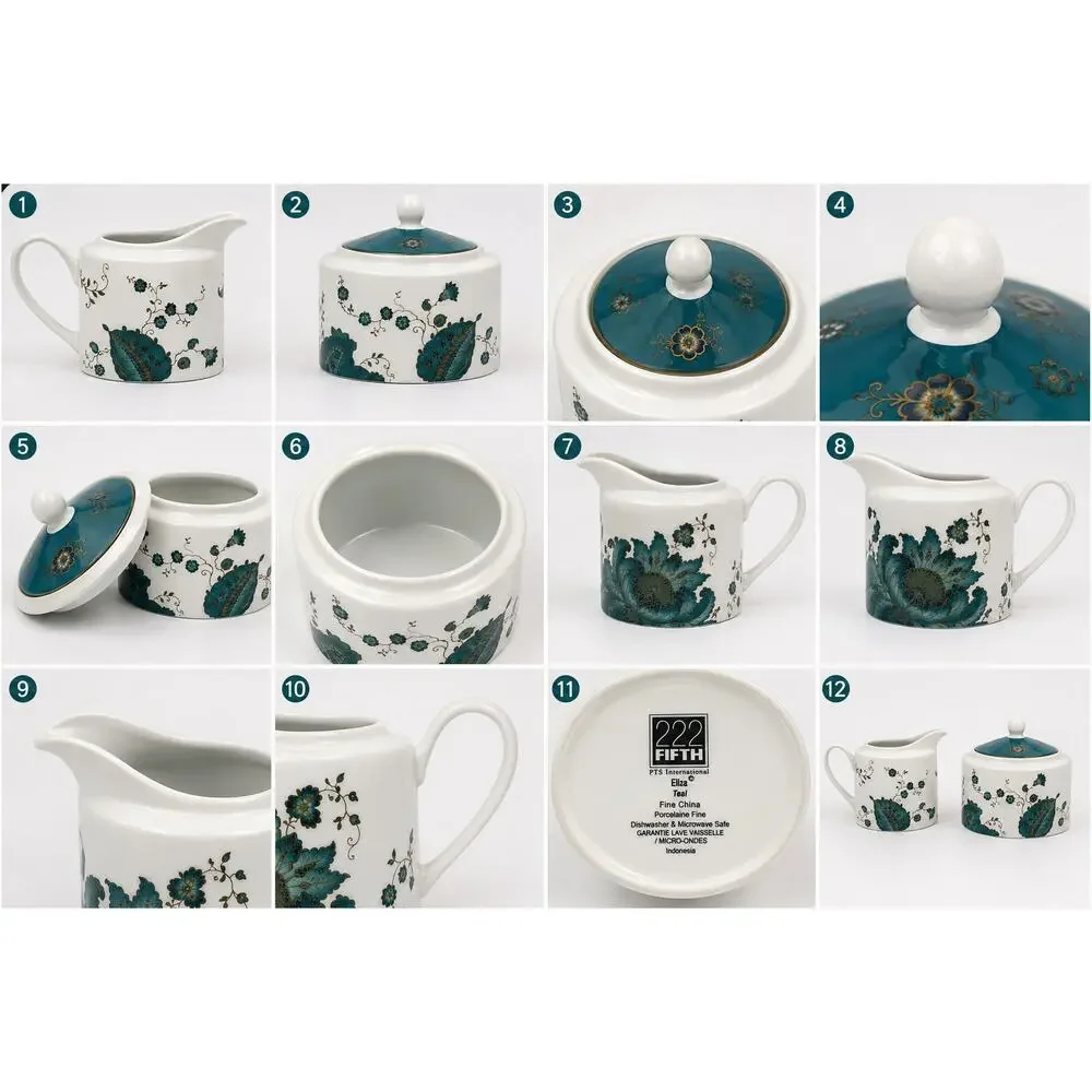 222 Fifth Eliza Teal Creamer & Sugar Bowl Set